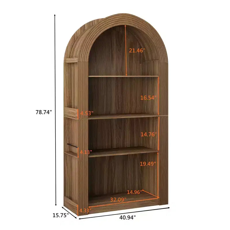 Libreria aperta ad arco a 4 ripiani Nera / Marrone / Naturale, montaggio per una persona