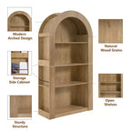 Libreria aperta ad arco a 4 ripiani Nera / Marrone / Naturale, montaggio per una persona