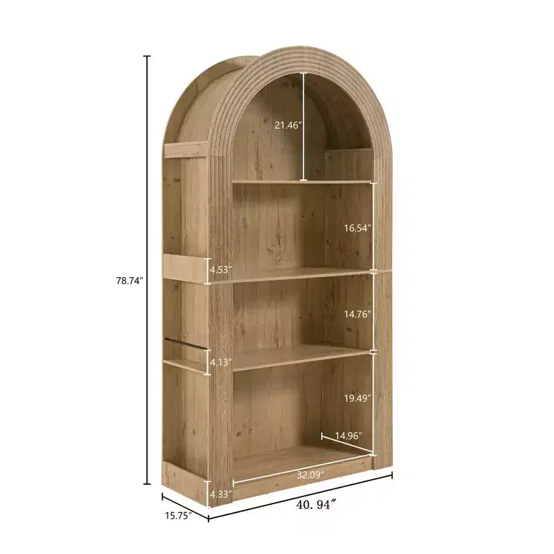Libreria aperta ad arco a 4 ripiani Nera / Marrone / Naturale, montaggio per una persona