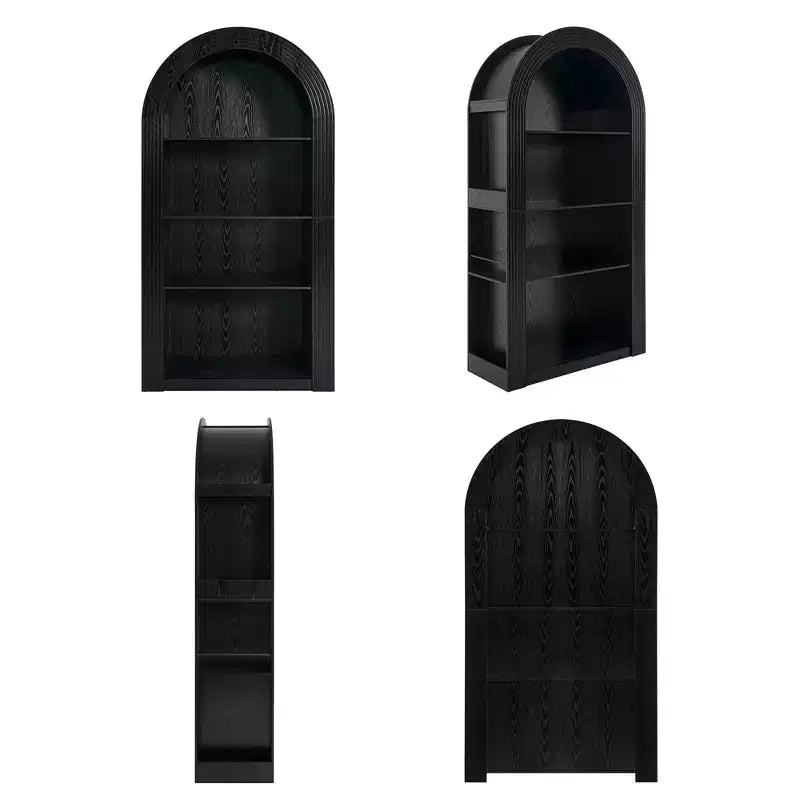 Libreria aperta ad arco a 4 ripiani Nera / Marrone / Naturale, montaggio per una persona