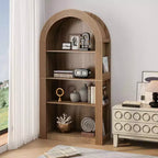 Libreria aperta ad arco a 4 ripiani Nera / Marrone / Naturale, montaggio per una persona