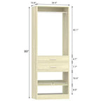 Organizzatore armadio indipendente beige/bianco con cassetti, asta appendiabiti e scarpiera, per 1 persona