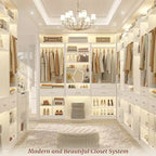 Organizzatore armadio indipendente beige/bianco con cassetti, asta appendiabiti e scarpiera, per 1 persona
