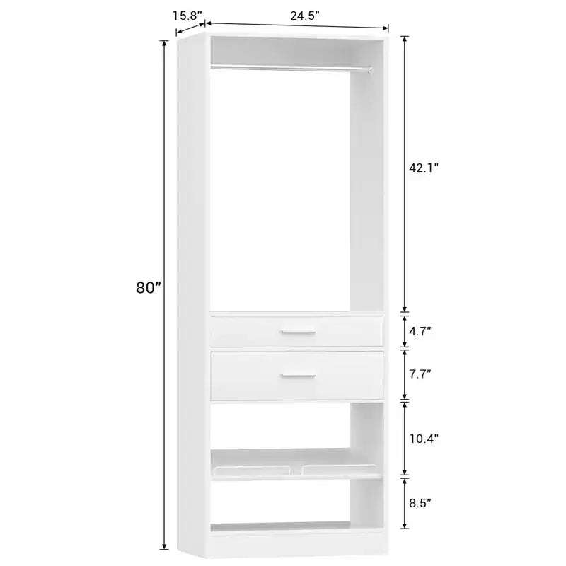 Organizzatore armadio indipendente beige/bianco con cassetti, asta appendiabiti e scarpiera, per 1 persona