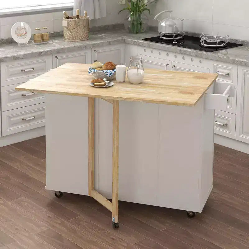Isola da cucina estensibile bianca con portaspezie e portasciugamani, per 1 persona