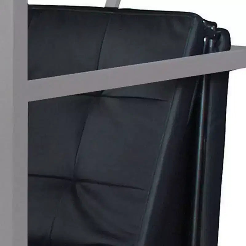 Poltrona Futon Convertibile in Similpelle Nera con Rotelle, 1 Posto