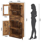 Dispensa in Legno Bianco con Ante a Vetro, 2 Ante 1 Cassetto