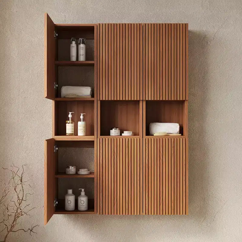 Pensile da Bagno 6 Ante, Effetto Legno, Monoutente