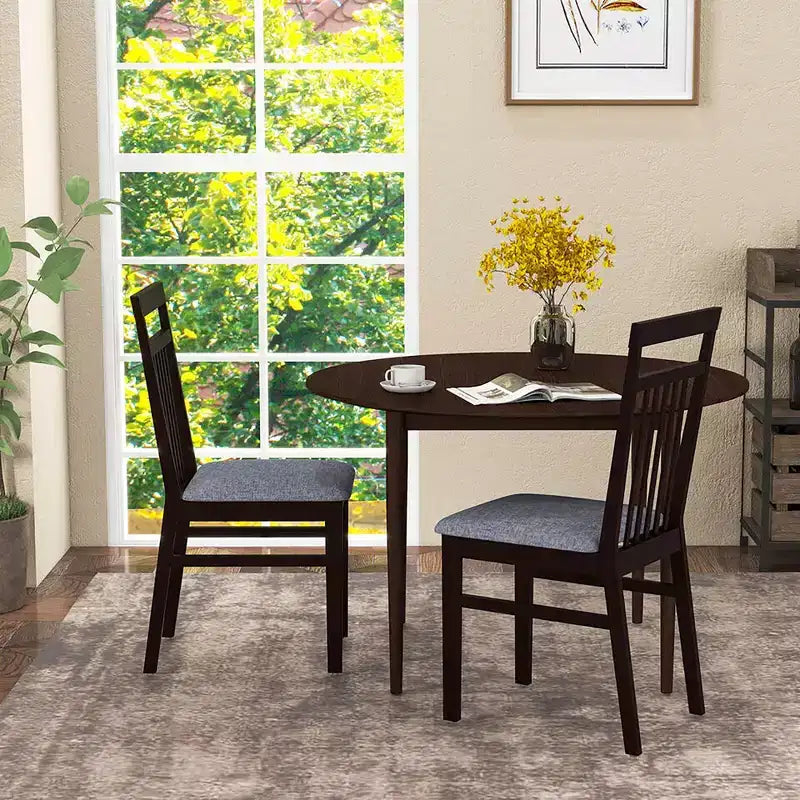 Sedia da pranzo imbottita senza braccioli grigio/cappuccino, set da 2