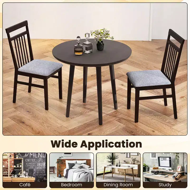 Sedia da pranzo imbottita senza braccioli grigio/cappuccino, set da 2