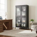 Homy Casa Metal Storage Cabinet with 4 Glass Doors, Tall Display Organizer with Adjustable Shelves, Black