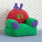 Sedia in peluche per bambini a forma di bruco colorato, 1 posto