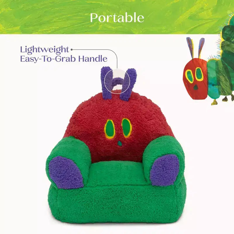 Sedia in peluche per bambini a forma di bruco colorato, 1 posto