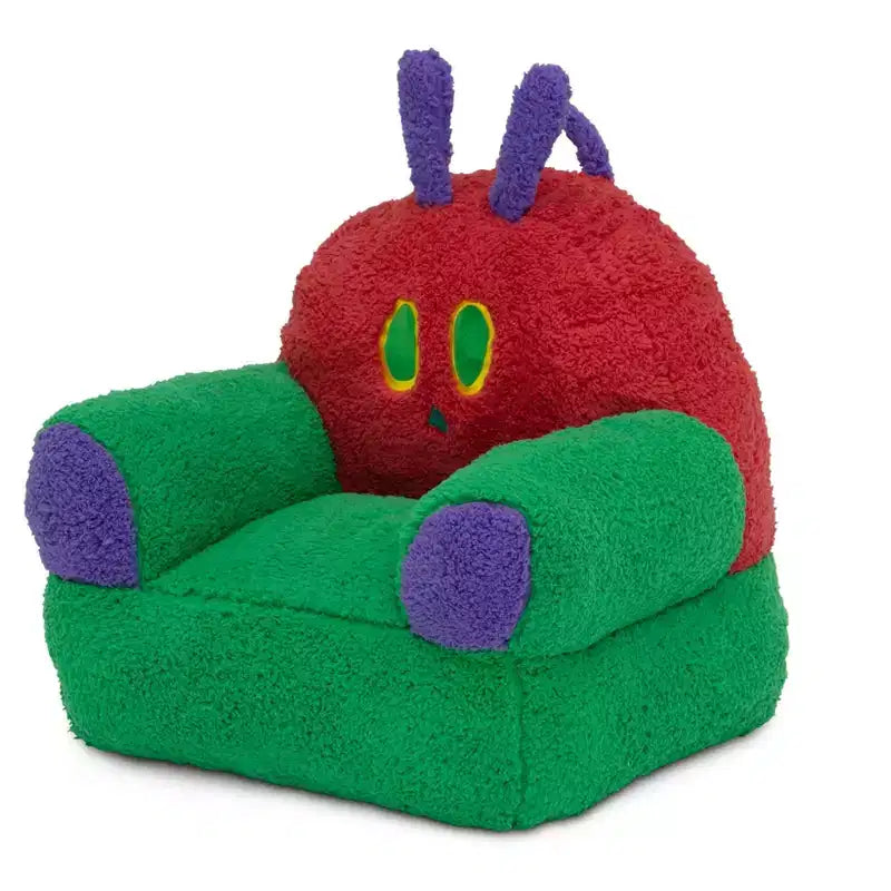 Sedia in peluche per bambini a forma di bruco colorato, 1 posto