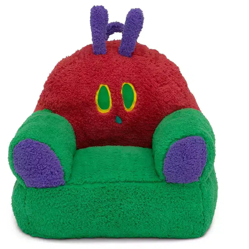 Sedia in peluche per bambini a forma di bruco colorato, 1 posto