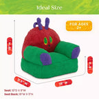 Sedia in peluche per bambini a forma di bruco colorato, 1 posto