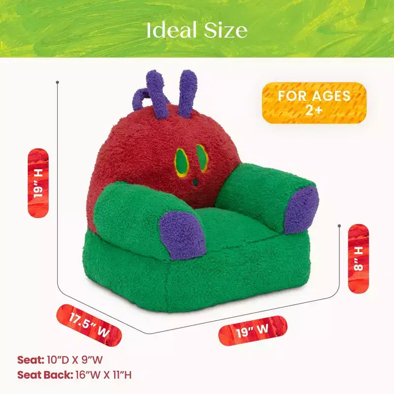 Sedia in peluche per bambini a forma di bruco colorato, 1 posto