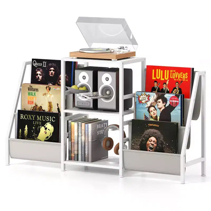 Costway Record Player Stand w/ Vinyl Storage Turntable Display Stand w/ 3 Shelves