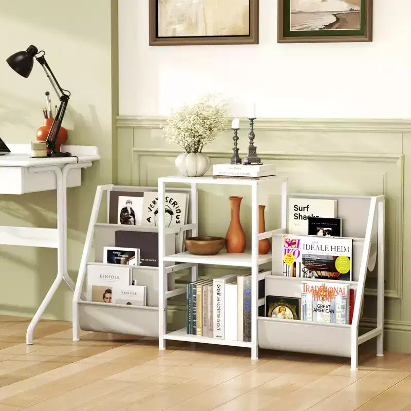 Costway Mobiletto Porta Giradischi con Portadischi in Vinile, Tavolino Espositore per Giradischi con 3 Ripiani