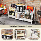 Costway Mobiletto Porta Giradischi con Portadischi in Vinile, Tavolino Espositore per Giradischi con 3 Ripiani