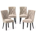Costway Upholstered Dining Chairs Set of 4 Tufted Wingback Chairs w/ Solid Wood Legs