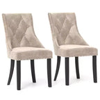 Sedie da pranzo Wingback color crema, con bottoni, set da 4