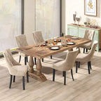 Sedie da pranzo Wingback color crema, con bottoni, set da 4
