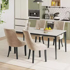 Sedie da pranzo Wingback color crema, con bottoni, set da 4