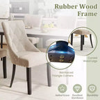 Sedie da pranzo Wingback color crema, con bottoni, set da 4