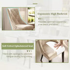 Sedie da pranzo Wingback color crema, con bottoni, set da 4