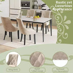 Sedie da pranzo Wingback color crema, con bottoni, set da 4