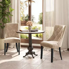 Sedie da pranzo Wingback color crema, con bottoni, set da 4