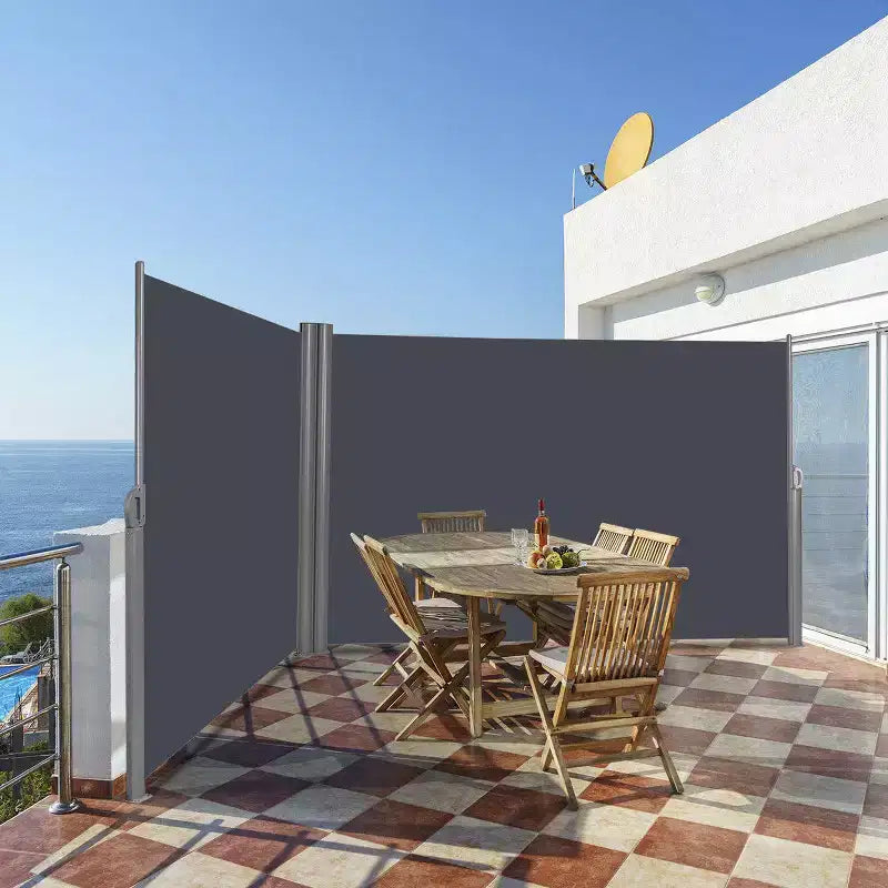 Tenda da sole laterale a scomparsa grigio chiaro, pannello singolo, 236"L x 63"A