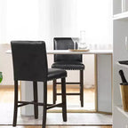 Sgabelli da bar con schienale alto in similpelle nera, set da 4
