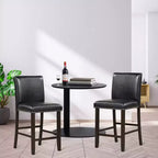Sgabelli da bar con schienale alto in similpelle nera, set da 4