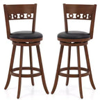 Costway 2PCS 30.5 Bar Height Chairs Swivel Bar Stools w/ Rubber Wood Frame