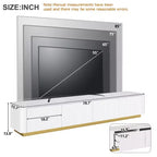 Mobile TV scanalato bianco/nero con base dorata, console multimediale a 4 cassetti, adatto per TV fino a 85"