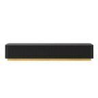 Mobile TV scanalato bianco/nero con base dorata, console multimediale a 4 cassetti, adatto per TV fino a 85"