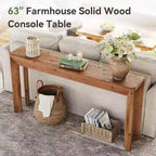 Consolle in legno massello marrone da 63", gambe oblique, montaggio da 1 persona