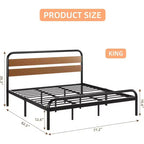 Struttura letto King size, testiera in legno marrone, metallo, 2 persone