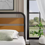 Struttura letto King size, testiera in legno marrone, metallo, 2 persone