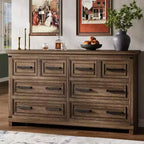 Acekool Farmhouse 8 Drawer Dresser, Rustic Wood Chest Organizer for Bedroom, Closet, Living Room, Hallway