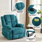 Poltrona reclinabile oversize con sollevamento elettrico, massaggio e calore, un posto, blu/marrone/blu scuro/verde