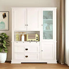 Mobile Dispensa da Cucina Autoportante da 160 cm con Cassetti e Ripiani Regolabili, Blu Navy/Bianco
