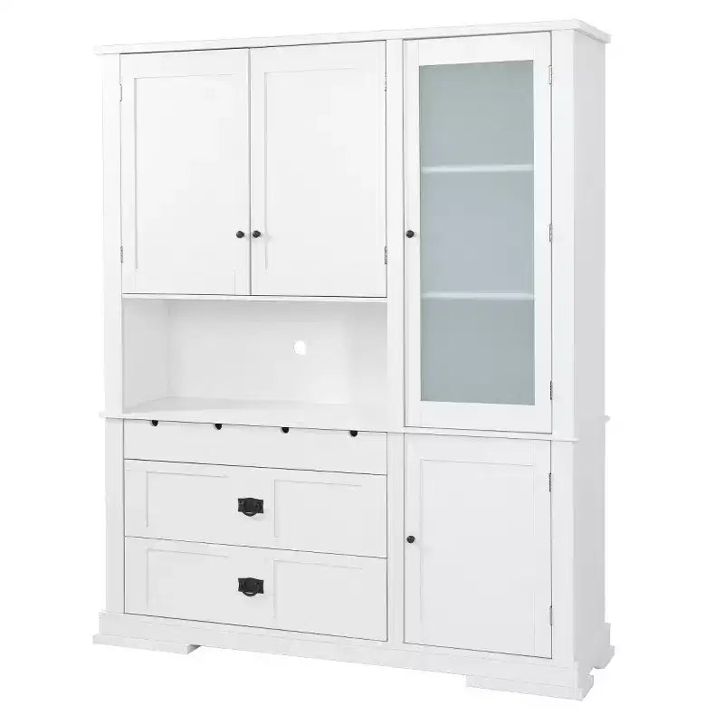 Mobile Dispensa da Cucina Autoportante da 160 cm con Cassetti e Ripiani Regolabili, Blu Navy/Bianco