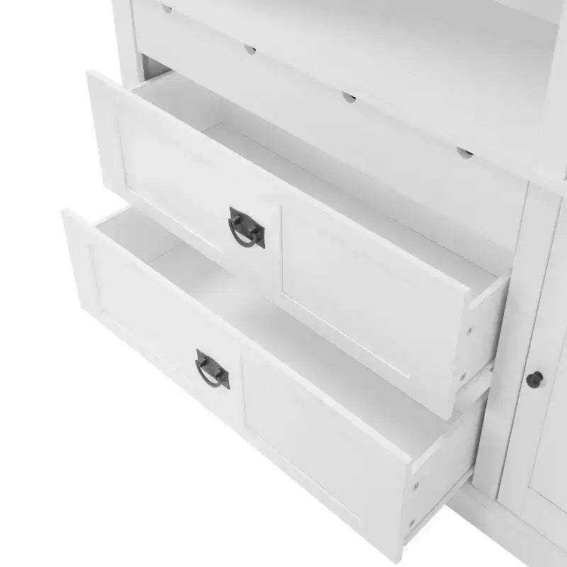 Mobile Dispensa da Cucina Autoportante da 160 cm con Cassetti e Ripiani Regolabili, Blu Navy/Bianco