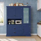 Mobile Dispensa da Cucina Autoportante da 160 cm con Cassetti e Ripiani Regolabili, Blu Navy/Bianco