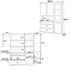 Mobile Dispensa da Cucina Autoportante da 160 cm con Cassetti e Ripiani Regolabili, Blu Navy/Bianco
