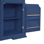 Mobile Dispensa da Cucina Autoportante da 160 cm con Cassetti e Ripiani Regolabili, Blu Navy/Bianco
