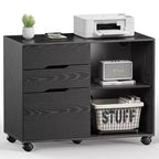 Okak Modern 3-Layer Mobile Filing Cabinet with Wooden Drawers & Wheels,Lateral Storage File Cabinet for Home Office,Study
